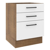 Bajo Mesada 60 x 60 cm 3 Cajones (Sin Mesada) Marrón/Blanco Agata Madesa