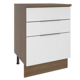 Bajo Mesada 60 x 60 cm 3 Cajones (Con Mesada) Marrón/Blanco Stella Madesa
