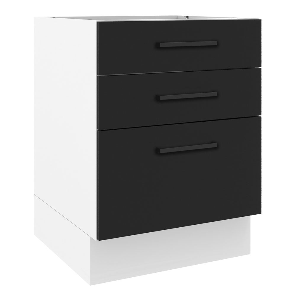 Bajo Mesada 60 x 60 cm 3 Cajones (Sin Mesada) Blanco/Negro Agata Madesa