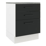 Bajo Mesada 60 x 60 cm 3 Cajones (Con Mesada) Blanco/Negro Agata Madesa