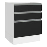 Bajo Mesada Cocina 60 x 60 cm 3 Cajones (Sin Mesada) Blanco/Negro Glamy Madesa
