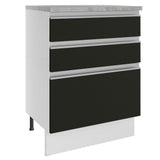 Bajo Mesada Madesa Glamy 60 x 60 cm 3 Cajones (Con Mesada) Blanco/Negro