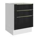 Bajo Mesada 60 x 60 cm 3 Cajones (Sin Mesada) Blanco/Negro Lux Madesa