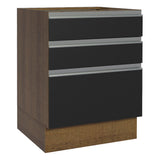 Bajo Mesada Cocina 60 x 60 cm 3 Cajones (Sin Mesada) Marrón/Negro Glamy Madesa