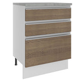 Bajo Mesada Madesa Glamy 60 x 60 cm 3 Cajones (Con Mesada) Blanco/Marrón