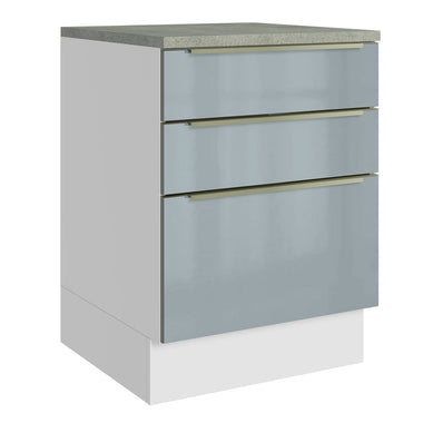 Bajo Mesada 60 cm 3 Cajones Blanco/Gris Lux Madesa