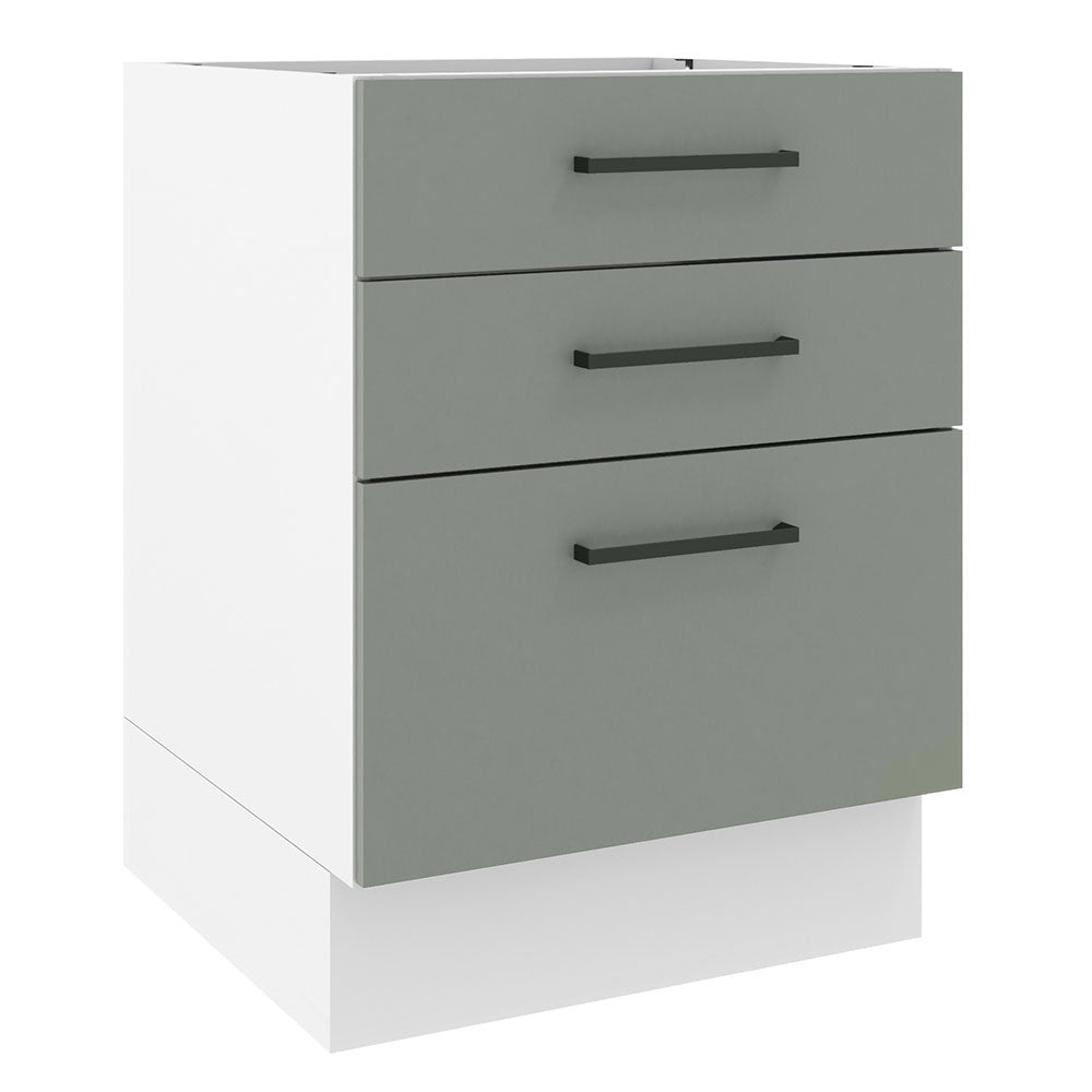 Bajo Mesada Cocina 60 x 60 cm 3 Cajones (Sin Mesada) Blanco/Gris Agata Madesa