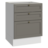 Bajo Mesada de Cocina 60 x 60 cm 3 Cajones (Sin Mesada) Blanco/Gris Vik Madesa