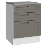 Bajo Mesada de Cocina 60 x 60 cm 3 Cajones (con Mesada) Blanco/Gris Vik Madesa
