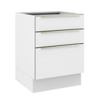 Bajo Mesada 60 x 60 cm 3 Cajones (Sin Mesada) Blanco/Blanco Aterciopelado Lux Madesa