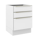 Bajo Mesada Cocina 60 x 60 cm 3 Cajones (Sin Mesada) Blanco/Blanco Aterciopelado Lux Madesa