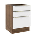 Bajo Mesada 60 x 60 cm 3 Cajones (Sin Mesada) Marrón/Blanco Aterciopelado Lux Madesa