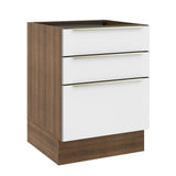 Bajo Mesada Cocina 60 x 60 cm 3 Cajones (Sin Mesada) Marrón/Blanco Aterciopelado Lux Madesa