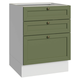 Bajo Mesada de Cocina 60 x 60 cm 3 Cajones (Sin Mesada) Blanco/Verde Vik Madesa
