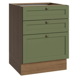 Bajo Mesada de Cocina 60 x 60 cm 3 Cajones (Sin Mesada) Marrón/Verde Vik Madesa