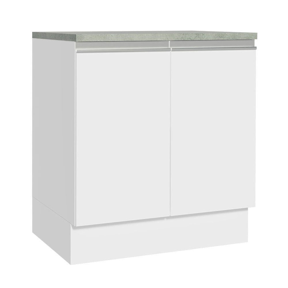 Bajo Mesada 70 x 60 cm 2 Puertas (Con Mesada) Blanco Glamy Madesa