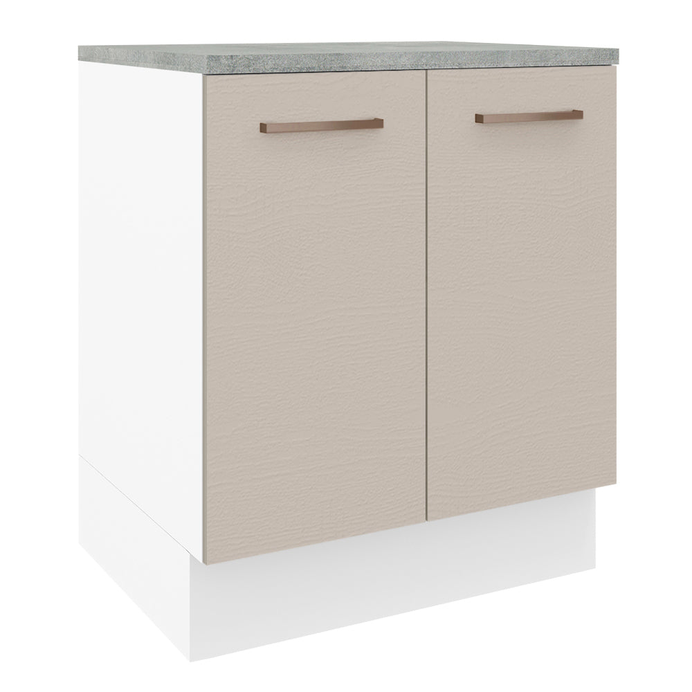 Bajo Mesada Cocina 70 x 60 cm 2 Puertas (Con Mesada) Blanco/Crema Agata Madesa