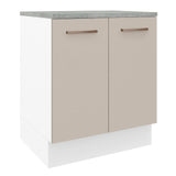 Bajo Mesada Cocina 70 x 60 cm 2 Puertas (Con Mesada) Blanco/Crema Agata Madesa