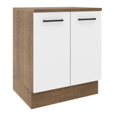 Bajo Mesada Cocina 70 x 60 cm 2 Puertas (Con Mesada) Marrón/Blanco Agata Madesa