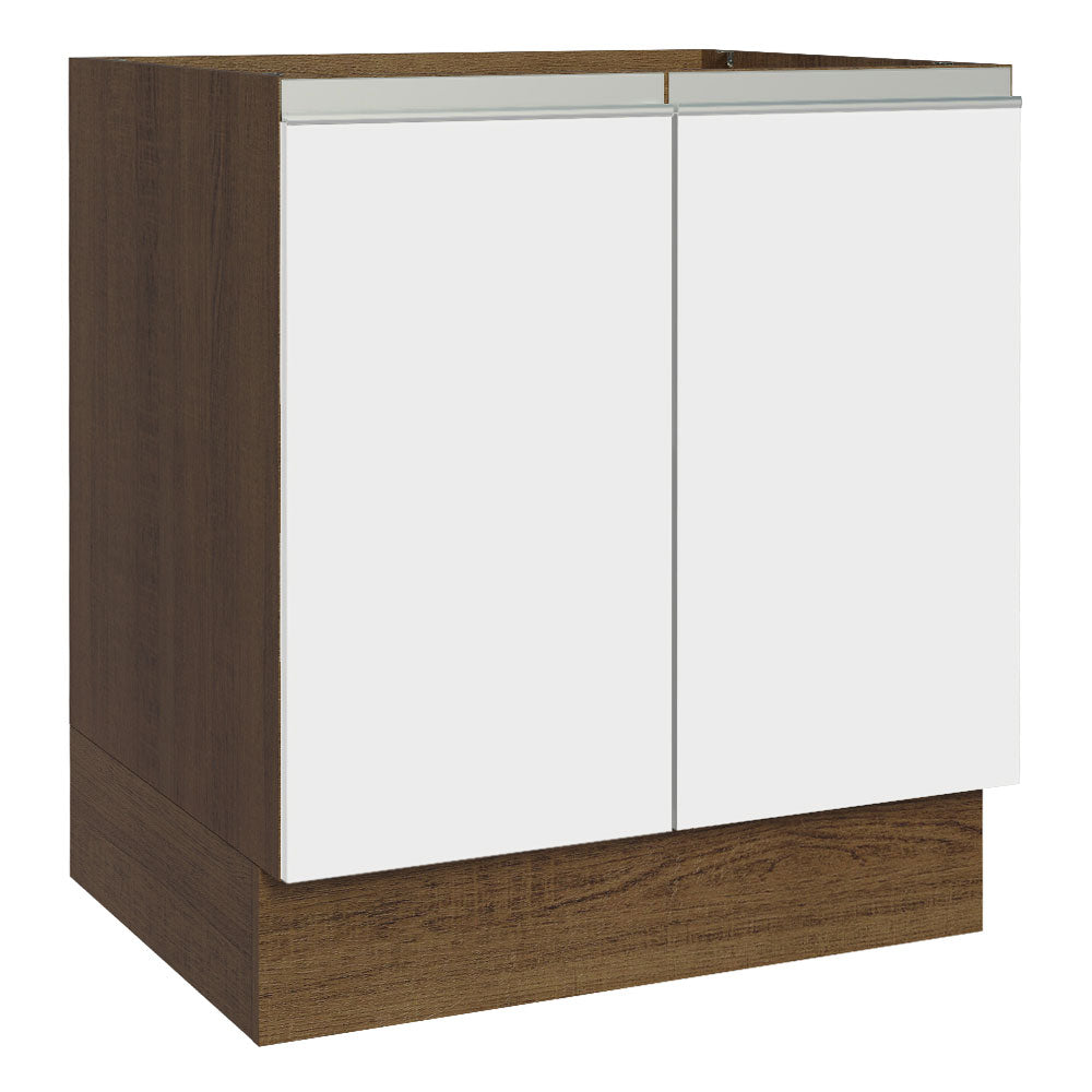 Bajo Mesada Cocina 70 x 60 cm 2 Puertas (Sin Mesada) Marrón/Blanco Glamy Madesa