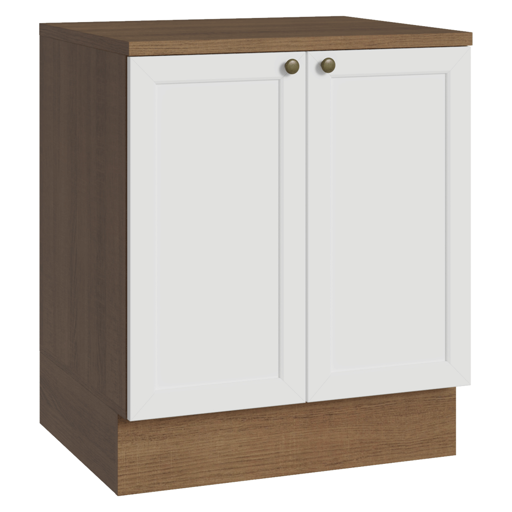 Bajo Mesada de Cocina 70 x 60 cm 2 Puertas (con Mesada) Marrón/Blanco Vik Madesa