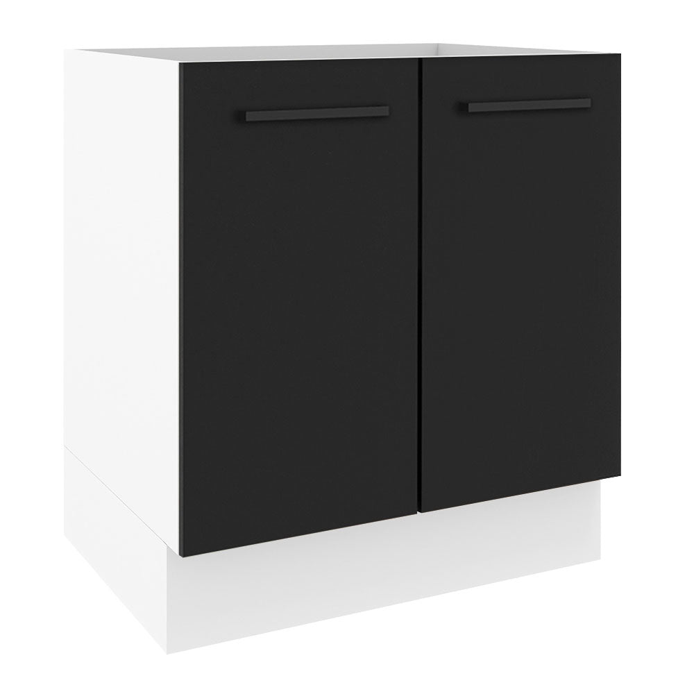 Bajo Mesada Cocina 70 x 60 cm 2 Puertas (Sin Mesada) Blanco/Negro Agata Madesa