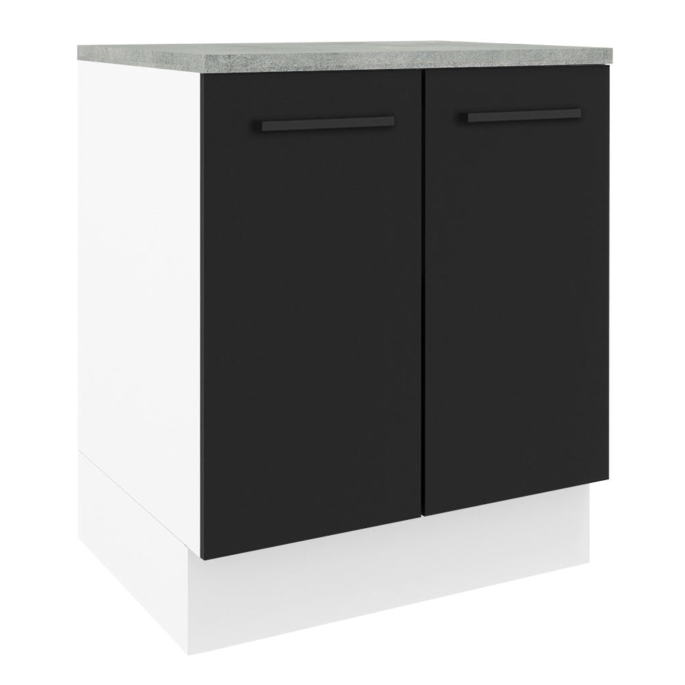 Bajo Mesada 70 cm x 60 cm, Sin cajones 2 Puertas Agata Blanco/Negro