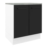Bajo Mesada 70 cm x 60 cm, Sin cajones 2 Puertas Agata Blanco/Negro
