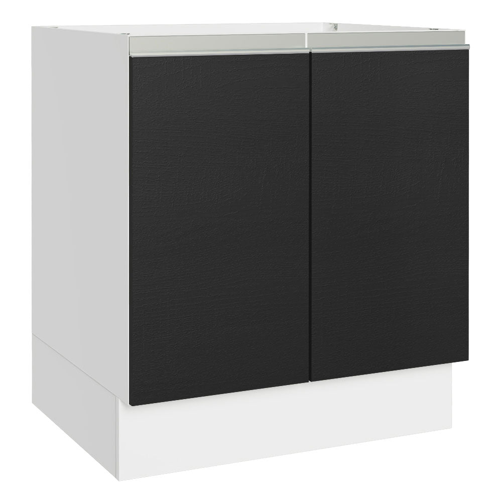 Bajo Mesada Cocina 70 x 60 cm 2 Puertas (Sin Mesada) Blanco/Negro Glamy Madesa