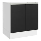 Bajo Mesada Cocina 70 x 60 cm 2 Puertas (Sin Mesada) Blanco/Negro Glamy Madesa