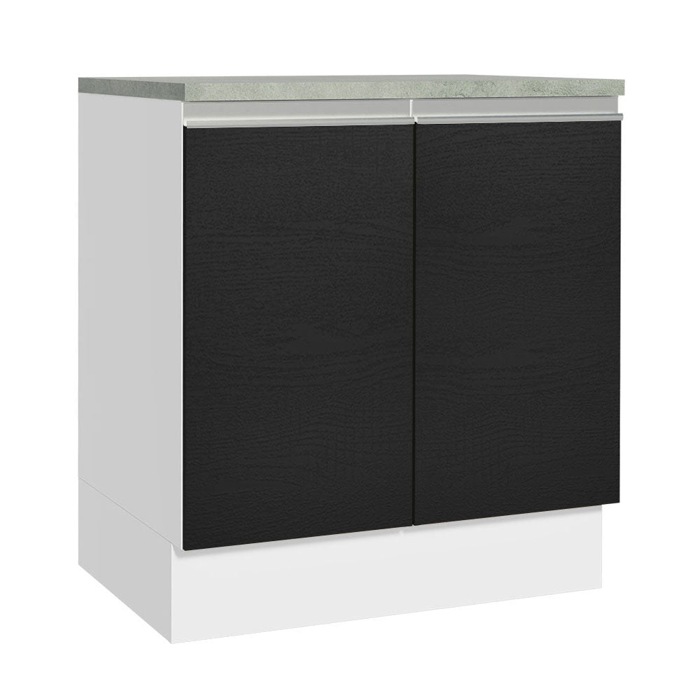 Bajo Mesada 70 x 60 cm 2 Puertas (Con Mesada) Blanco/Negro Glamy Madesa