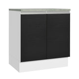 Bajo Mesada 70 x 60 cm 2 Puertas (Con Mesada) Blanco/Negro Glamy Madesa