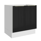 Bajo Mesada 70 x 60 cm 2 Puertas (Sin Mesada) Blanco/Negro Lux Madesa