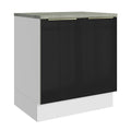 Bajo Mesada 70 x 60 cm 2 Puertas (Con Mesada) Blanco/Negro Lux Madesa