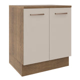 Bajo Mesada Cocina 70 x 60 cm 2 Puertas (Con Mesada) Marrón/Crema Agata Madesa
