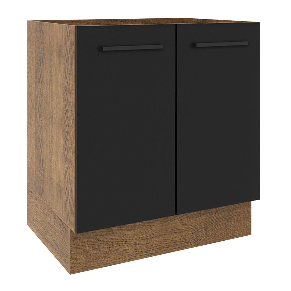Bajo Mesada Cocina 70 x 60 cm 2 Puertas (Sin Mesada) Marrón/Negro Agata Madesa