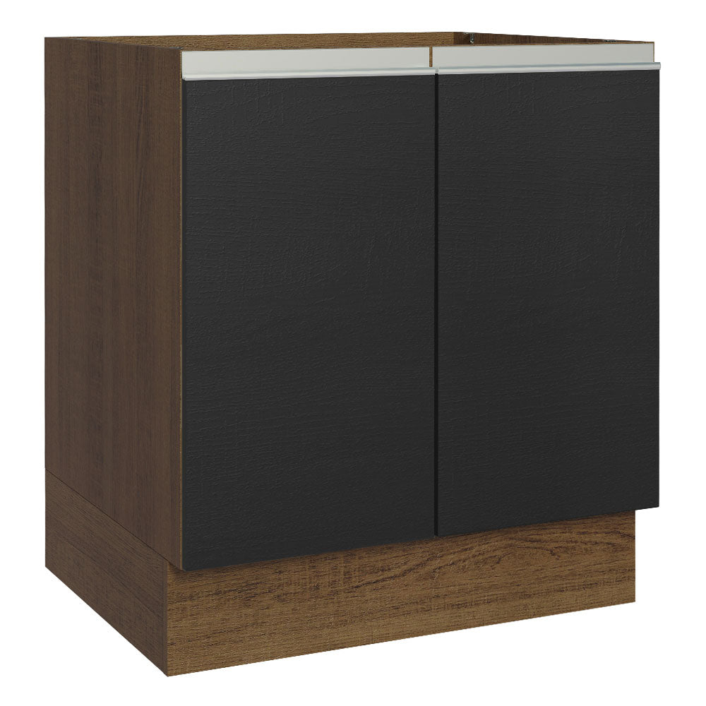 Bajo Mesada Cocina 70 x 60 cm 2 Puertas (Sin Mesada) Marrón/Negro Glamy Madesa