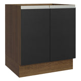 Bajo Mesada Cocina 70 x 60 cm 2 Puertas (Sin Mesada) Marrón/Negro Glamy Madesa