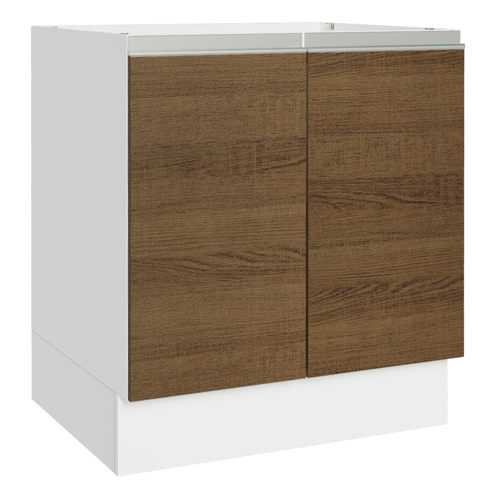 Bajo Mesada Cocina 70 x 60 cm 2 Puertas (Sin Mesada) Blanco/Marrón Glamy Madesa