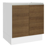 Bajo Mesada Cocina 70 x 60 cm 2 Puertas (Sin Mesada) Blanco/Marrón Glamy Madesa