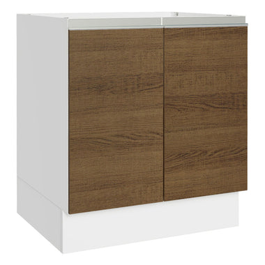 Bajo Mesada 70 cm 2 Puertas Sin Mesada Blanco/Marrón Glamy Madesa