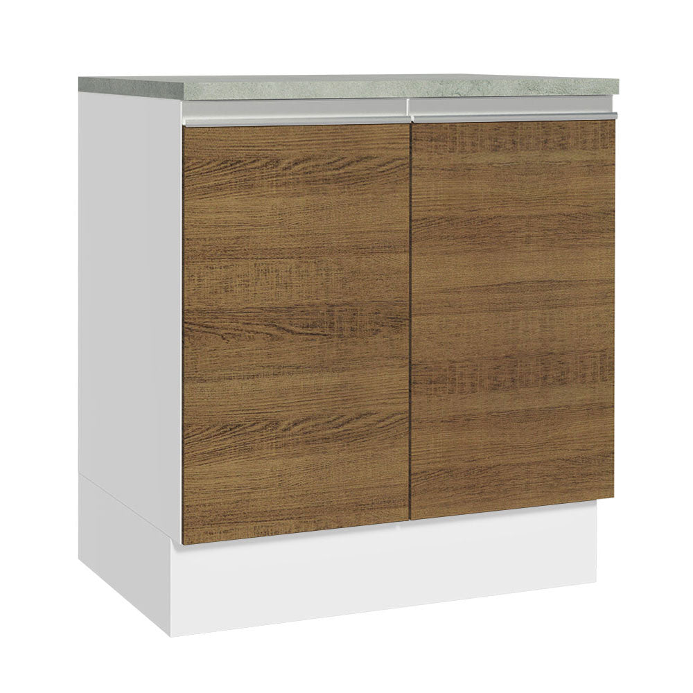 Bajo Mesada 70 x 60 cm 2 Puertas (Con Mesada) Blanco/Marrón Glamy Madesa
