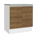 Bajo Mesada 70 x 60 cm 2 Puertas (Con Mesada) Blanco/Marrón Glamy Madesa