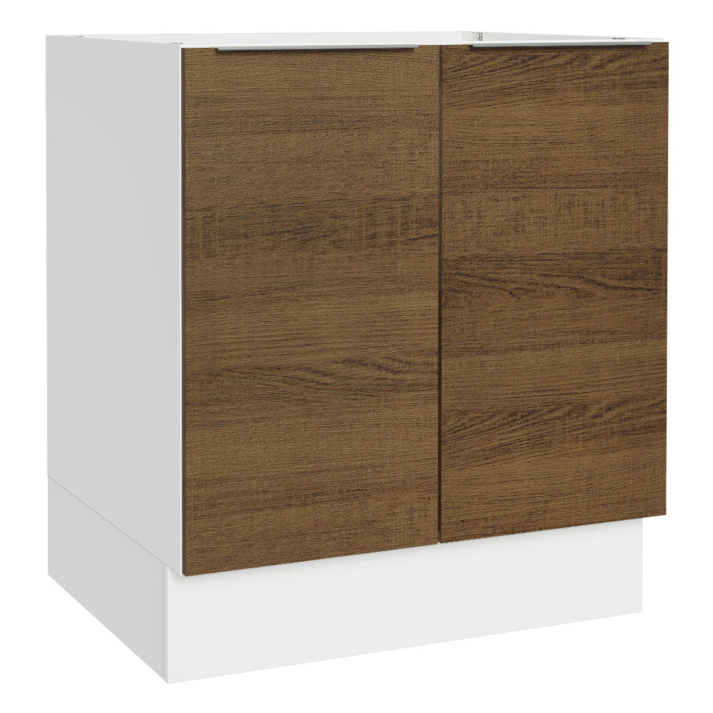 Bajo Mesada Cocina 70 x 60 cm 2 Puertas (Sin Mesada) Blanco/Marrón Stella Madesa