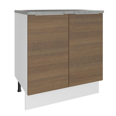 Bajo Mesada 70 cm 2 Puertas Blanco/Marrón Stella Madesa