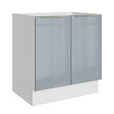 Bajo Mesada Cocina 70 x 60 cm 2 Puertas (Sin Mesada) Blanco/Gris Lux Madesa