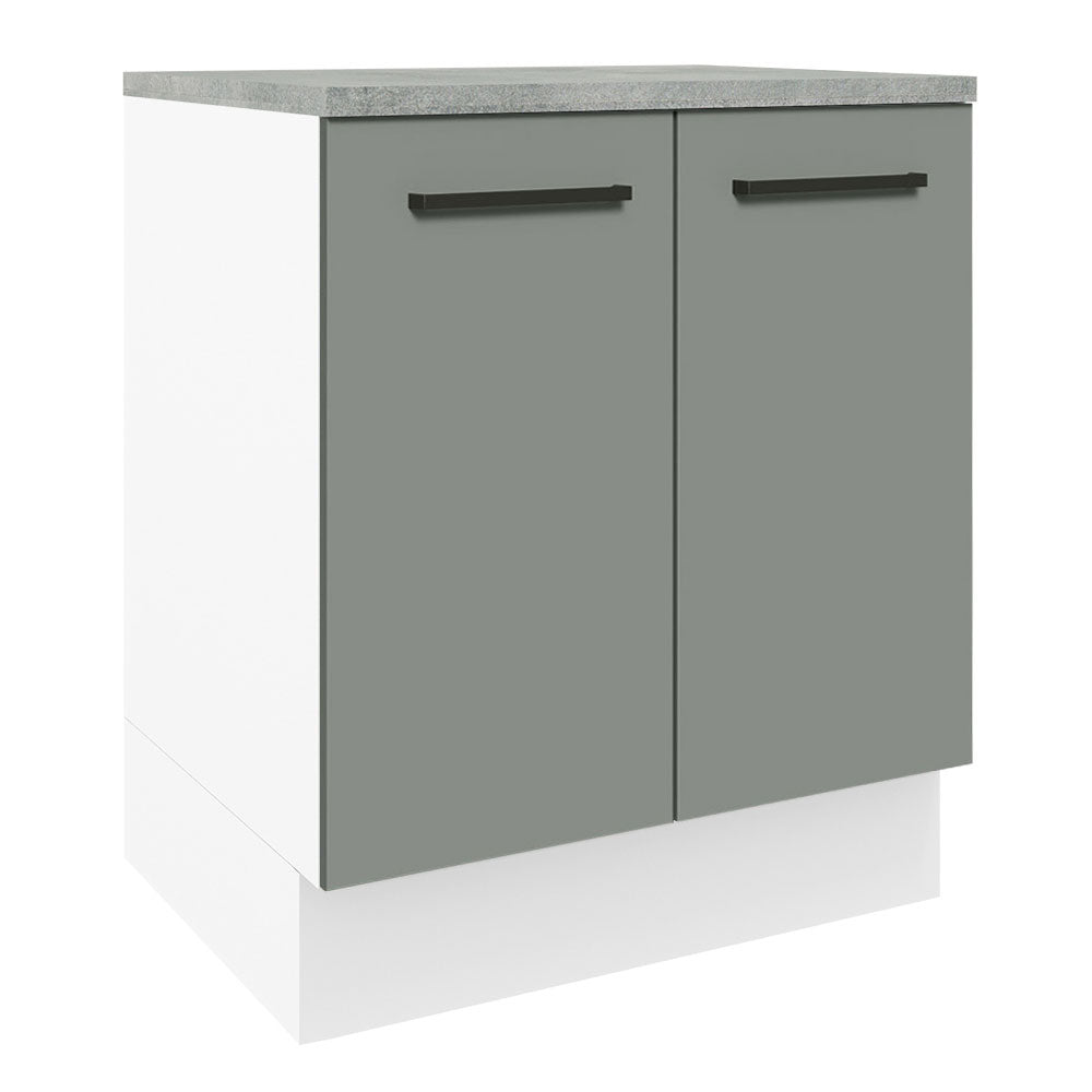 Bajo Mesada Cocina 70 x 60 cm 2 Puertas (Con Mesada) Blanco/Gris Agata Madesa