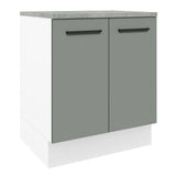 Bajo Mesada Cocina 70 x 60 cm 2 Puertas (Con Mesada) Blanco/Gris Agata Madesa