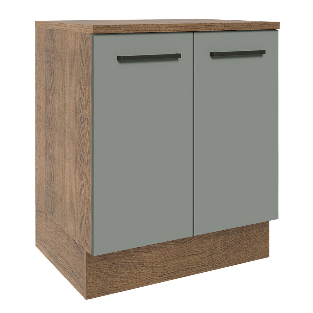 Bajo Mesada Cocina 70 x 60 cm 2 Puertas (Con Mesada) Marrón/Gris Agata Madesa