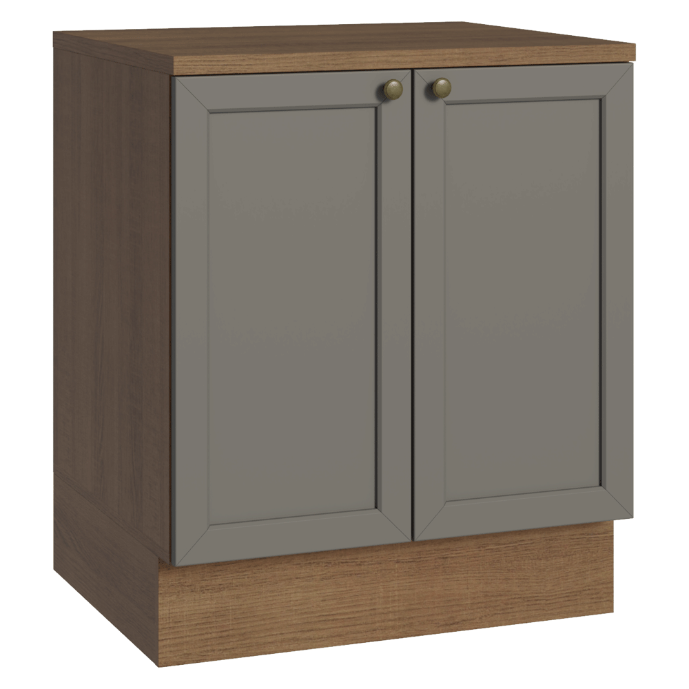 Bajo Mesada de Cocina 70 x 60 cm 2 Puertas (con Mesada) Marrón/Gris VIK Madesa